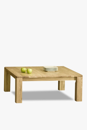 Massiver quadratischer Couchtisch aus geölter Eiche in drei Farbvarianten